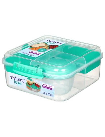 קופסת אוכל סיסטמה בנפח 1.25 מ"ל עם חלוקה פנימית מושלמת ונשלפת לנוחות שימוש מקסימלית מוצרף כלי לרטבים