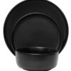 סט צלחות שחורות מקרמיקה 18 חלקים BLACK GRANITE