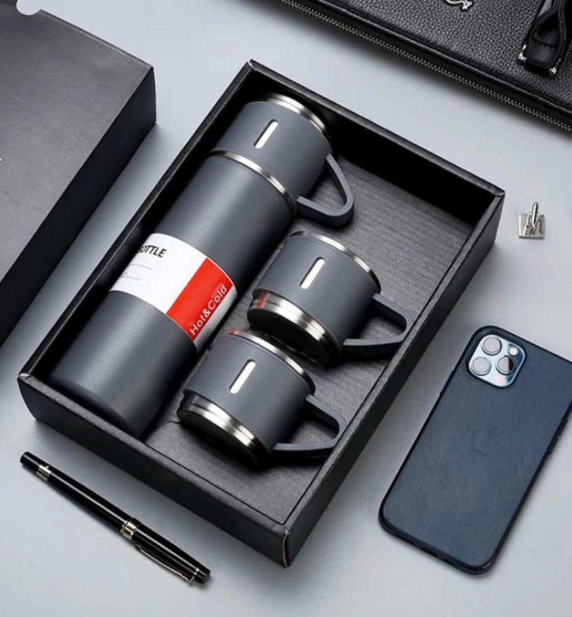 תרמוס 500 מ"ל + 3 ספלים באריזת מתנה