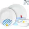 Corelle by corning Then Blue הסט הכי כייפי מבית קורל בגווני כחול צהוב ואדום ים בית סירה מכניס שמחה לכל ארוחה
