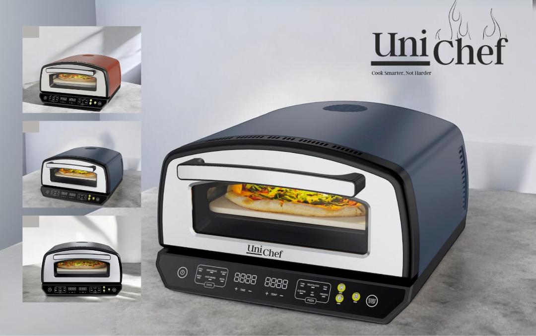 טאבון חשמלי כחול עד 450 מעלות להכנת פיצות ושאר מזונות מושלמים במהירות ובדיוק