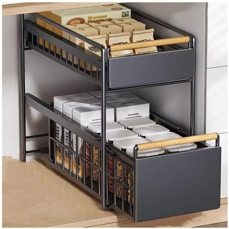 ארגונית איכותית עם פרופילים איכותיים ויציבים מגירה תחתונה עמוקה ועליונה שטוחה יותר ידיות עץ לפתיחה נוחה ונעימה מושלמת לארון המטבח שלך