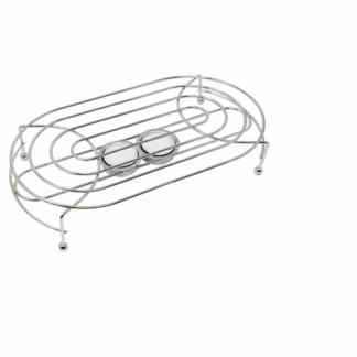 מעמד נירוסטה אובלי במידות: 28X14X5.5 ס"מ מושלם על שולחן האוכל לשמירת חום המזון מתאים לסירים, תבניות, פיירקס, קנקני תה ואף פלנצ'ת בשרים