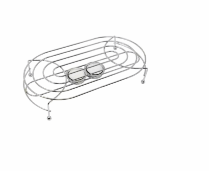 מעמד נירוסטה אובלי במידות: 28X14X5.5 ס"מ מושלם על שולחן האוכל לשמירת חום המזון מתאים לסירים, תבניות, פיירקס, קנקני תה ואף פלנצ'ת בשרים