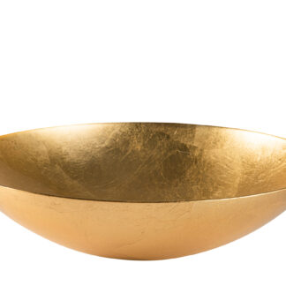 קערה בגמור זהב ענקית קוטר 39 ס"מ גובה גובה 10 ס"מ עשויה זכוכית איכותית וחזקה עם ציפוי חיצוני בגימור זהב המשווה לקערה מראה טבעי ויוקרתי