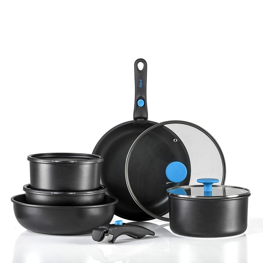 הכירו את FLEXI – מארז כלי בישול גמיש ורב משימתי !!! תכונות בישול מאוזנות ועשירות בנוחות, העברת חום מהירה ואחידה, ביצועים ללא הדבקות המזון וניקוי מהיר ויעיל. תכונות המוצר: ציפוי נון סטיק קרמי מתאים למגוון סוגי הכיריים כגון: גז,קרמי, חשמלי ואינדוקציה. מתאים לשימוש בתנור עד 200 מעלות עם\בלי מכסה זכוכית חל איסור להכניס את הידית הנשלפת \ מכסה פלסטיק לתנור אופן הטיפול: לא מתאים לשימוש במדיח, שטיפה ידנית בלבד הרכב החומר: יציקת אלומיניום עם ציפוי נון סטיק איכותי מה מקבלים בסט ? סירים : סיר 18 ס"מ, 2 ליטר סיר 20 ס"מ, 2.5 ליטר סוטאז' 26 ס"מ, 3.6 ליטר מחבתות: מחבת 20 ס"מ, מחבת 26 ס"מ, מכסה זכוכית 20 ס"מ מכסים: מכסה זכוכית 26 ס"מ,מכסה פלסטיק 18 ס"מ,מכסה פלסטיק 20 ס"מ 2 ידיות נשלפות