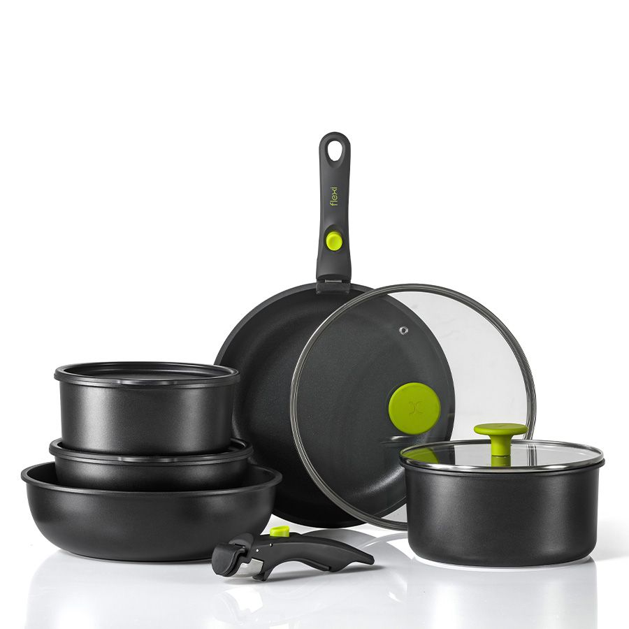 סט סירים 11 חלקים עם 2 ידיות נשלפות - FLEXI FOOD APPEAL