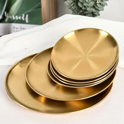 צלחות הגשה מתכת בגימור זהב מידות שונות - Goldy Collection