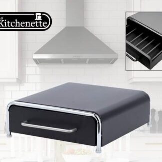 מעמד שחור לאחסון קפסולות קפה ומכונת קפה