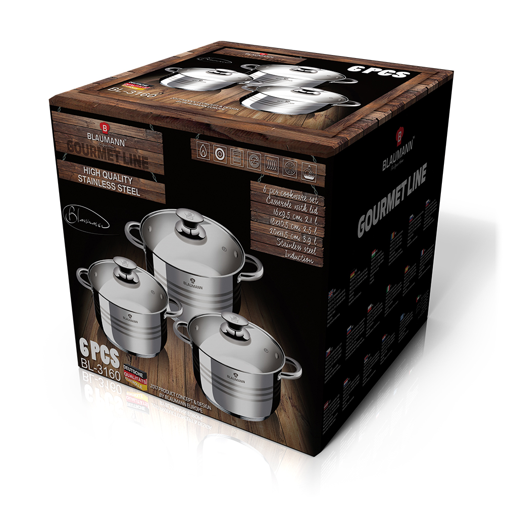 סט סירי נירוסטה 6 חלקים - Blauman Gurmet Line