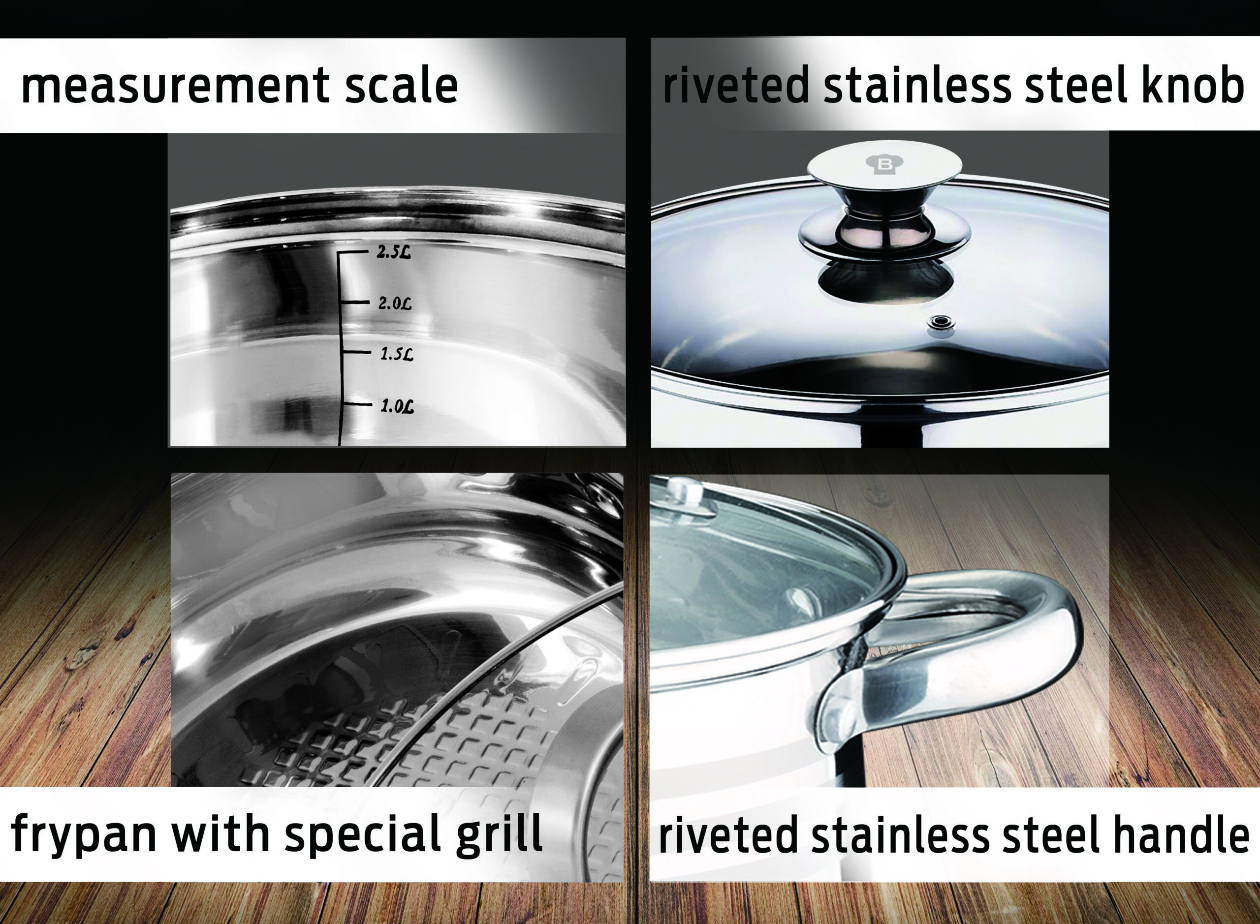 סט סירי נירוסטה 6 חלקים - Blauman Gurmet Line