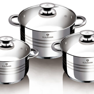 איכות מעוצבת בנירוסטה מעיפה את המטבח שלך ! עם סדרת גורמה האיכותית מבית בלאומן משחק הפסים בין נירוסטה מבריקה למט מיצרים עיצוב מעניין וייחודי. מידות הסירים: 16 ס"מ - 1.9 ליטר 20 ס"מ - 3.6 ליטר 24 ס"מ - 6.1 ליטר תכונות המוצר: נירוסטה איכותית 18/10 – עמידות גבוהה בפני חלודה ובלאי. תחתית אינדוקציה רב-שכבתית – חימום אחיד וחסכון באנרגיה. מתאים לכל סוגי הכיריים – גז, חשמל, אינדוקציה, הלוגן וקרמיים. בטוח לשטיפה במדיח הכלים – לנוחות תחזוקה מקסימלית. מכסים מזכוכית מחוסמת עם פתח לשחרור אדים ידיות נירוסטה המאפשרות שימוש בתנור מדיד ליטרים בתוך הסיר.