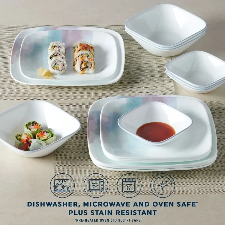 צלחות מרובעות קורנינג - Aquarello Corelle by Corning