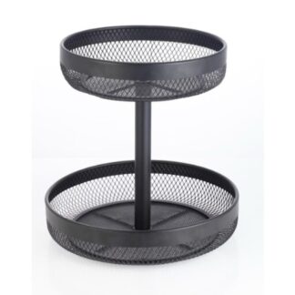 דקורציה שימושית בכל פינה בבית  מתקן סלסלאות כפול עשוי מתכת איכותית שעברה צביעה בתנור  מידות: סלסלה תחתונה 30X30X7 ס"מ  סלסלה עליונה: 24X24X7 ס"מ גובה כולל: 30 ס"מ  משמש: לאחסון פירות, מוצרי סידקית, תבלינים, טוואלטיקה, פרפורמיה, תכשיטים לחמים מאפים ועוד  דו-קומתי: מאפשר הצגת מגוון פריטים בצורה יעילה, תוך חיסכון במקום. מיקום : אידיאלי על שולחן פינת האוכל או שידה בחלל המגורים נהדר למפתחות ארנק וכל מה שמשילים מעלינו כשאנחנו חוזרים הביתה. צורה עגולה: עיצוב אסתטי ומתאים לסגנונות שונים. מגיע באריזת מתנה 