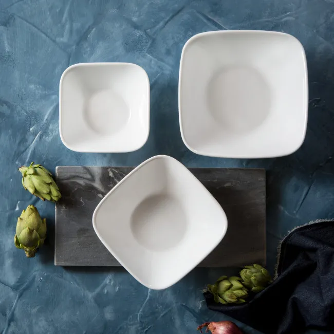 צלחות מרובעות קורנינג - Pure White Corelle by Corning