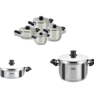 סדרת סירי נירוסטה אלון מבית סולתם. סדרת Alon סדרת נירוסטה מציעה מגוון עשיר במיוחד של גדלים ונפחים, הכולל סירי קוסקוס, סירי לחץ וסוטז'ים, המיוצרים מנירוסטה אל חלד 18/10. תחתית הסירים עשויה משכבות מרובות המוצמדות בטכנולוגיית Impact Bonding, שמבטיחה פיזור חום אחיד, הולכת חום טובה וחוזק מירבי, תוך חיסכון באנרגיה. הסדרה מתאימה לשימוש בתנור עד 180 מעלות וניתנת לשטיפה במדיח כלים. הסדרה מתאימה לכל סוגי הכיריים, כולל אינדוקציה, ומספקת פתרון בישול מקצועי ויעיל, עם כלים שמתאימים לכל צורך במטבח. חומר : הסירים עשויים פלדת אל חלד - נירוסטה משובחת 18/10 המומלצת ביותר לשימוש בכלי בישול ומקנה עמידות גבוהה במיוחד מפני קורוזיה. תחתית הסירים עשויה 3 שכבות המוצמדות בטכנולוגיית הייצור המתקדמת ביותר בעולם: Impact bonding (נירוסטה/אלומיניום/נירוסטה) המקנה חוזק מירבי לתחתית, פיזור חום אחיד והולכת חום גבוהה במיוחד החוסכת באנרגיה. מכסים : כל סיר מגיעה עם מכסה נירוסטה מעוגל חריר לשחרור אדים ידית בקלית המאפשרת פתיחה תוך כדי בישול ללא חשש. אפשרויות שימוש : הסירים ניתנים לשימוש בכל סוגי הכיריים כולל אינדוקציה, לשימוש בתנור עד 180 מעלות (ללא מכסים) וכן לשימוש במדיח הכלים (לשימוש בתנור עד 150 מעלות - כולל מכסים). משקלים ונתונים טכניים: סיר 18 ס"מ בנפח 2.5 ליטר + מכסה, גובה 11 ס"מ, משקל: כ- 1.190 קילוגרם – מתאים בעיקר לחימום מנות אישיות, הכנת רטבים, הרתחה של ביצים קשות. סיר 20 ס"מ בנפח 3.5 ליטר + מכסה, גובה 11.5 ס"מ, משקל: כ - 1.720 קילוגרם, סיר מתאים לבישול כוס אורז או מנות קטנות ליד העיקריות. סיר 24 ס"מ בנפח 4.5 ליטר + מכסה, גובה 12 ס"מ, משקל כ - 2.300 קילוגרם, הסיר "העובד" ביותר במטבח הבייתי איתו ניתן להכין פסטות סופריטו מרק בכמות קטנה. סיר 20 ס"מ בנפח 5 ליטר + מכסה, גובה 16 ס"מ, משקל כ - 2.400 קילוגרם, סיר גבוהה במיוחד אידיאלי להכנת מרקים הנדרשים לעומק של טעמים. סיר 26 ס"מ בנפח 10 ליטר + מכסה, גובה 19 ס"מ, משקל כ - 2.700 קילוגרם, סיר בישול בכמות גדולה, כאשר מארחים. סיר סוטאז' 30 ס"מ בנפח ליטר + מכסה, גובה 9 ס"מ, משקל כ - 2.820 קילוגרם, שהוא בעצם סיר דגים או סיר נמוך המשמש להכנה של מגוון תבשילים הדורשים שטח פנים רחב, בישול בקומה אחת .