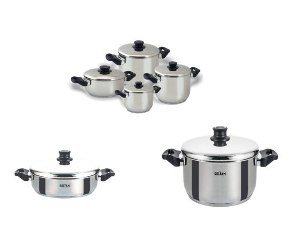 סדרת סירי נירוסטה אלון מבית סולתם. סדרת Alon סדרת נירוסטה מציעה מגוון עשיר במיוחד של גדלים ונפחים, הכולל סירי קוסקוס, סירי לחץ וסוטז'ים, המיוצרים מנירוסטה אל חלד 18/10. תחתית הסירים עשויה משכבות מרובות המוצמדות בטכנולוגיית Impact Bonding, שמבטיחה פיזור חום אחיד, הולכת חום טובה וחוזק מירבי, תוך חיסכון באנרגיה. הסדרה מתאימה לשימוש בתנור עד 180 מעלות וניתנת לשטיפה במדיח כלים. הסדרה מתאימה לכל סוגי הכיריים, כולל אינדוקציה, ומספקת פתרון בישול מקצועי ויעיל, עם כלים שמתאימים לכל צורך במטבח. חומר : הסירים עשויים פלדת אל חלד - נירוסטה משובחת 18/10 המומלצת ביותר לשימוש בכלי בישול ומקנה עמידות גבוהה במיוחד מפני קורוזיה. תחתית הסירים עשויה 3 שכבות המוצמדות בטכנולוגיית הייצור המתקדמת ביותר בעולם: Impact bonding (נירוסטה/אלומיניום/נירוסטה) המקנה חוזק מירבי לתחתית, פיזור חום אחיד והולכת חום גבוהה במיוחד החוסכת באנרגיה. מכסים : כל סיר מגיעה עם מכסה נירוסטה מעוגל חריר לשחרור אדים ידית בקלית המאפשרת פתיחה תוך כדי בישול ללא חשש. אפשרויות שימוש : הסירים ניתנים לשימוש בכל סוגי הכיריים כולל אינדוקציה, לשימוש בתנור עד 180 מעלות (ללא מכסים) וכן לשימוש במדיח הכלים (לשימוש בתנור עד 150 מעלות - כולל מכסים). משקלים ונתונים טכניים: סיר 18 ס"מ בנפח 2.5 ליטר + מכסה, גובה 11 ס"מ, משקל: כ- 1.190 קילוגרם – מתאים בעיקר לחימום מנות אישיות, הכנת רטבים, הרתחה של ביצים קשות. סיר 20 ס"מ בנפח 3.5 ליטר + מכסה, גובה 11.5 ס"מ, משקל: כ - 1.720 קילוגרם, סיר מתאים לבישול כוס אורז או מנות קטנות ליד העיקריות. סיר 24 ס"מ בנפח 4.5 ליטר + מכסה, גובה 12 ס"מ, משקל כ - 2.300 קילוגרם, הסיר "העובד" ביותר במטבח הבייתי איתו ניתן להכין פסטות סופריטו מרק בכמות קטנה. סיר 20 ס"מ בנפח 5 ליטר + מכסה, גובה 16 ס"מ, משקל כ - 2.400 קילוגרם, סיר גבוהה במיוחד אידיאלי להכנת מרקים הנדרשים לעומק של טעמים. סיר 26 ס"מ בנפח 10 ליטר + מכסה, גובה 19 ס"מ, משקל כ - 2.700 קילוגרם, סיר בישול בכמות גדולה, כאשר מארחים. סיר סוטאז' 30 ס"מ בנפח ליטר + מכסה, גובה 9 ס"מ, משקל כ - 2.820 קילוגרם, שהוא בעצם סיר דגים או סיר נמוך המשמש להכנה של מגוון תבשילים הדורשים שטח פנים רחב, בישול בקומה אחת .