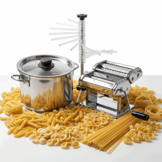 את הפסטה הבאה תכינו לבד מוקפים במשפחה כי את הטעם של הבית אי אפשר לקנות ! לכן שווה להשקיע בערכה להכנת פסטה בייתית שסוגרת לכם הרבה קצוות מה במארז?  סיר פסטה נירוסטה בנפח 5 ליטר תוצרת איטליה מכונת פסטה הכוללת מרדד וחלק נשלף נוסף להכנת ספגטי ופטוצ'יני  מתקן מתכוונן לייבוש דפי ועלי פסטה טרייה 