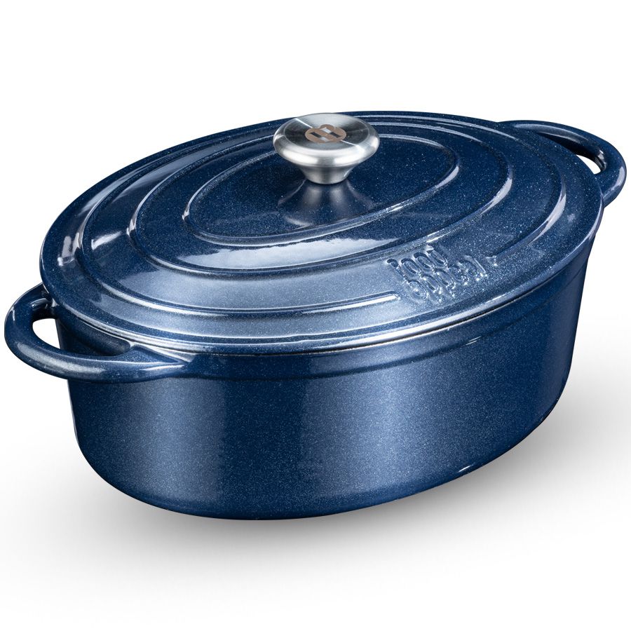 סטייל כזה עוד לא יצא מהתנור שלך ... סיר יציקת ברזל אובלי בנפח מושלם של 6.3 ליטר סיר הקדירה המשפחתי הגודל הפופולרי ביותר מבית יציקות הברזל. תכונות המוצר: ציפוי אמאיל נון סטיק המונע הדבקות המזון וקל לניקוי גוף כבד השומר חום לאורך זמן. עמיד לאורך זמן עיצוב רטרו מרהיב מכסה steam dream השומר לחות קבועה בתוך הסיר מתאים לשימוש על כל סוגי הכיריים כולל אינדוקציה ניתן לשימוש עד 220 מעלות מידות המוצר: 33.5X12 ס"מ | נפח: 6.3 ליטר 5 שנות אחריות יבואן רשמי.