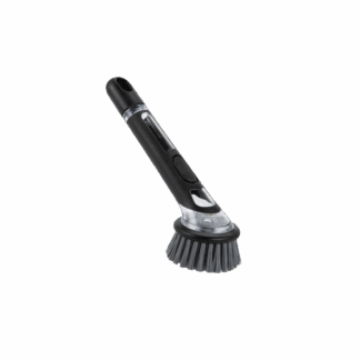 לשטוף כלים זו כבר לא כזה נורא. מברשת פלסטיק לניקוי כלים עם מיכל למילוי סבון המאפשרת לנו עבודה רציפה בשטיפת הכלים  סיבים קשיחים המאפשרים ניקוי גם של לכלוך קשה או כזה שהתייבש. תכונות המוצר:  ידית ארוכה ולא מחליקה לשימוש נוח הידית מהווה מיכל לסבון כפתור לחיצה מגומי לשחרור הסבון בזמן הניקוי. הידית שקופה ומאפשרת לראות כמה סבון נותר במיכל. חור בקצה הידית לתלייה בסיום השימוש  מידות: 9.9×22.5 ס"מ