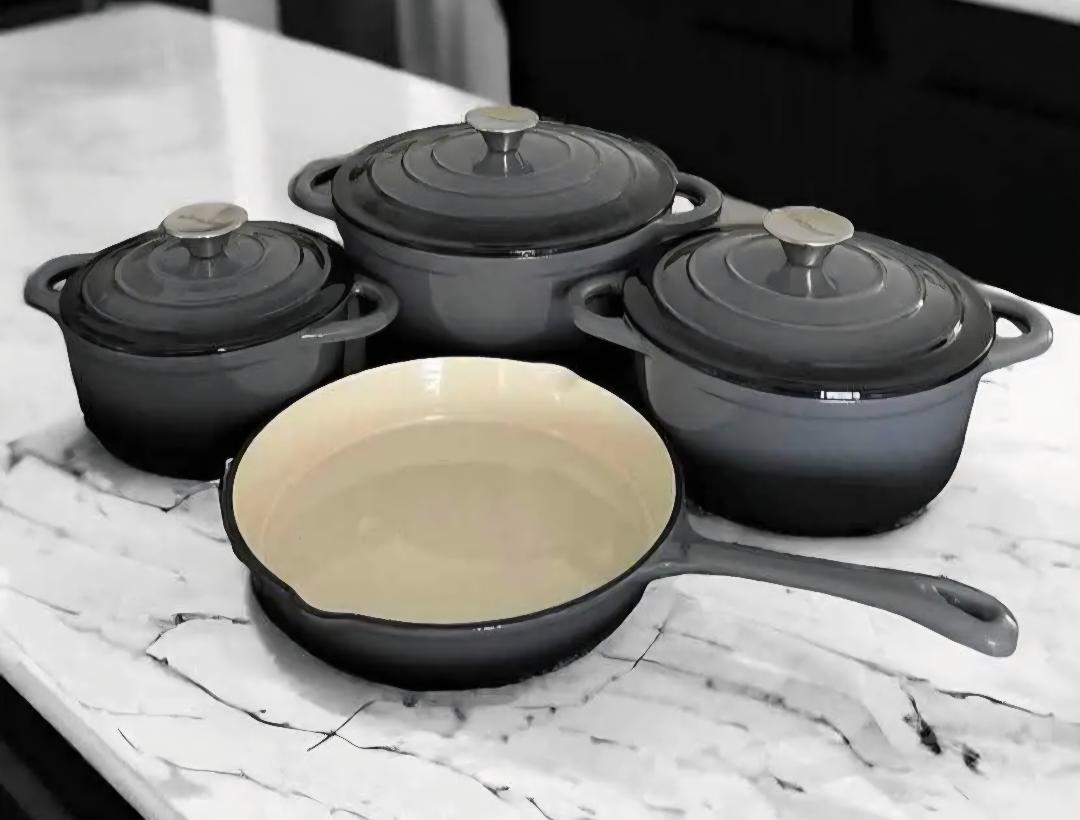 סט 7 חלקים יציקת ברזל ציפוי אמייל