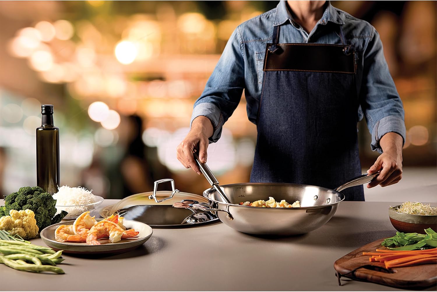 ווק נירוסטה מקצועי מידות שונות - TRAMONTINA WOK