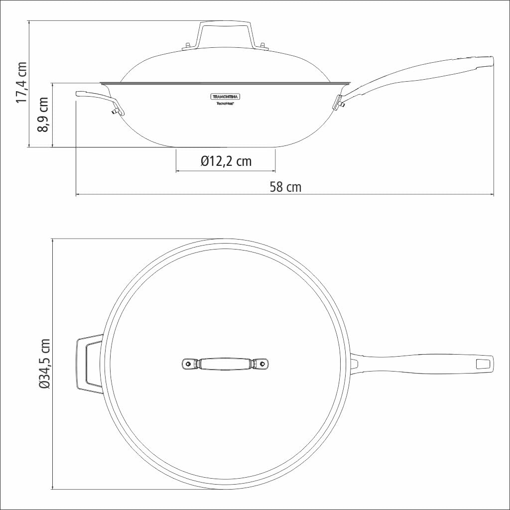 ווק נירוסטה מקצועי מידות שונות - TRAMONTINA WOK