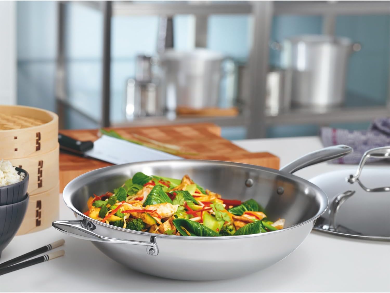 ווק נירוסטה מקצועי מידות שונות - TRAMONTINA WOK