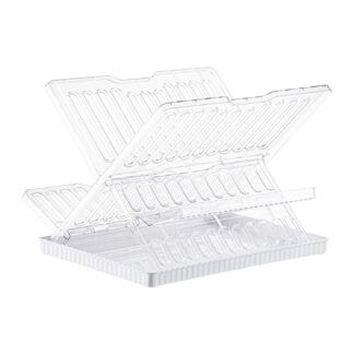 מינימום שטח מקסימום כלים  הכירו את מייבש הכלים החדש שלנו הוא זול צעיר ומגניב מתקפל שקוף עם מגש לבן קל מאוד לניקוי מתקפל בקלות קומפקטי במיוחד משאיר מלא מקום פנוי על השיש ועדיין ניתן לאחסן עליו הרבה כלים.  מתקן יבוש כלים מושלם לדירות קטנות או שכורות לרווקים או זוג  מהמגש מאפשר לנו ניקוז של המיים מבלי לייצר כתמים על השיש  הוא מתקפל בקלות וניתן לשטיפה במדיח הכלים  התמונות להמחשה בלבד יתכנו הבדלים בין התמונה לבין המקור.